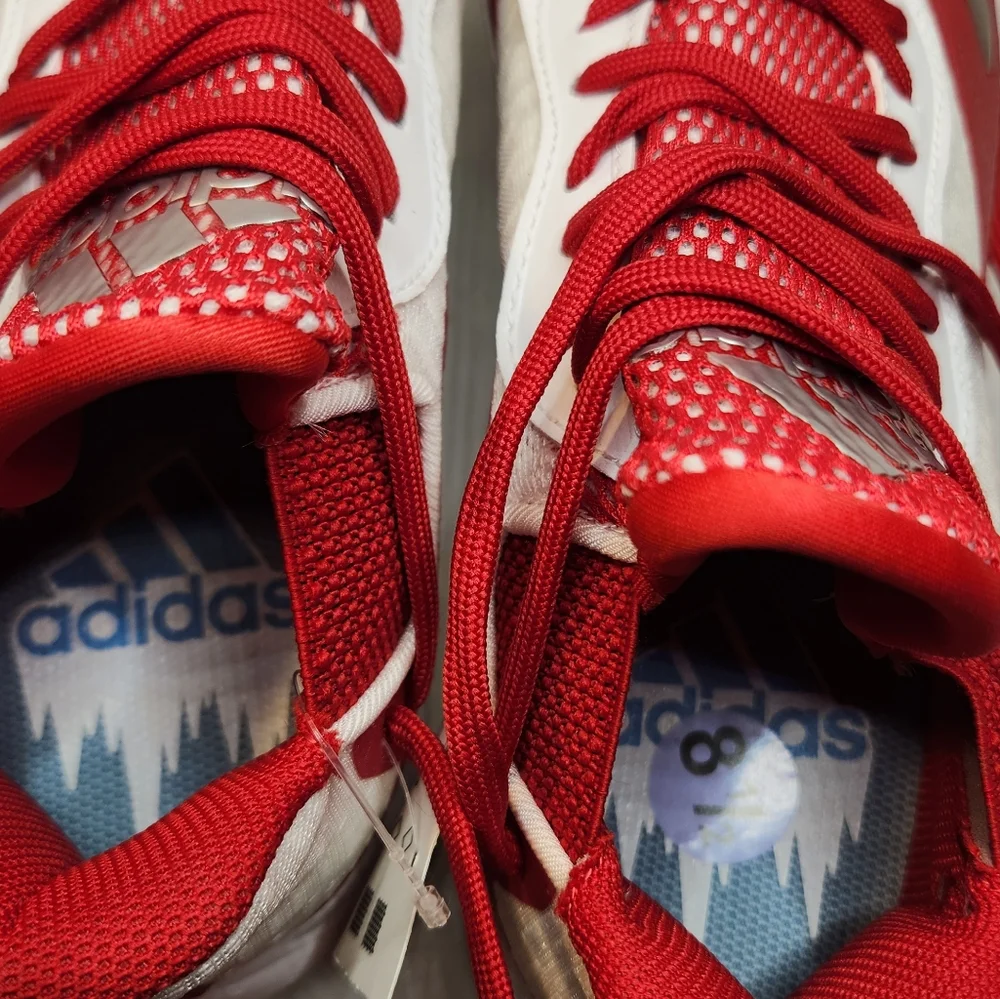 NWT Adidas Mens Icon V Bounce Iced Red White Baseball Cleats Size 8.5